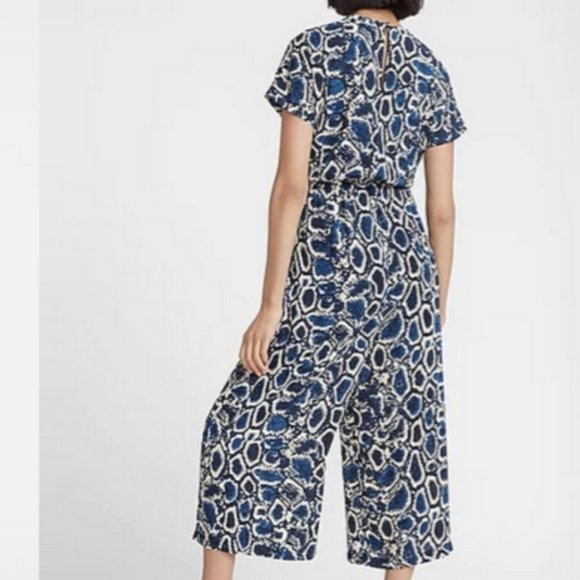 Express Snakeskin Wrap Front Culotte Jumpsuit - Picture 3 of 9